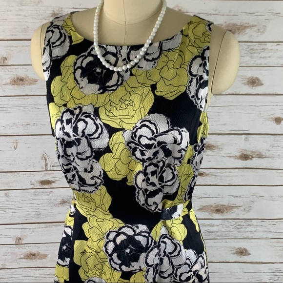 DYVNA Yellow Black Chacha Ruffle Floral Silk Dress - Picture 10 of 10